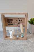 Holzrahmen-Ensemble „Augenblick“ – Hirsch-Design & Trockenblumen-Zauber