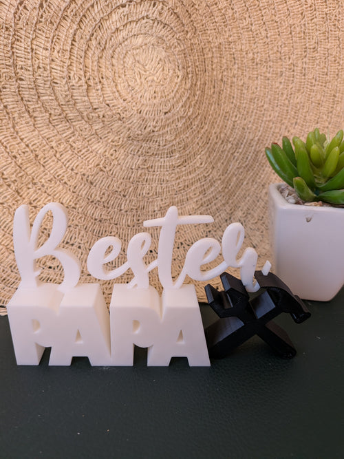 Aufsteller „Bester PAPA“ mit Werkzeug-Akzent