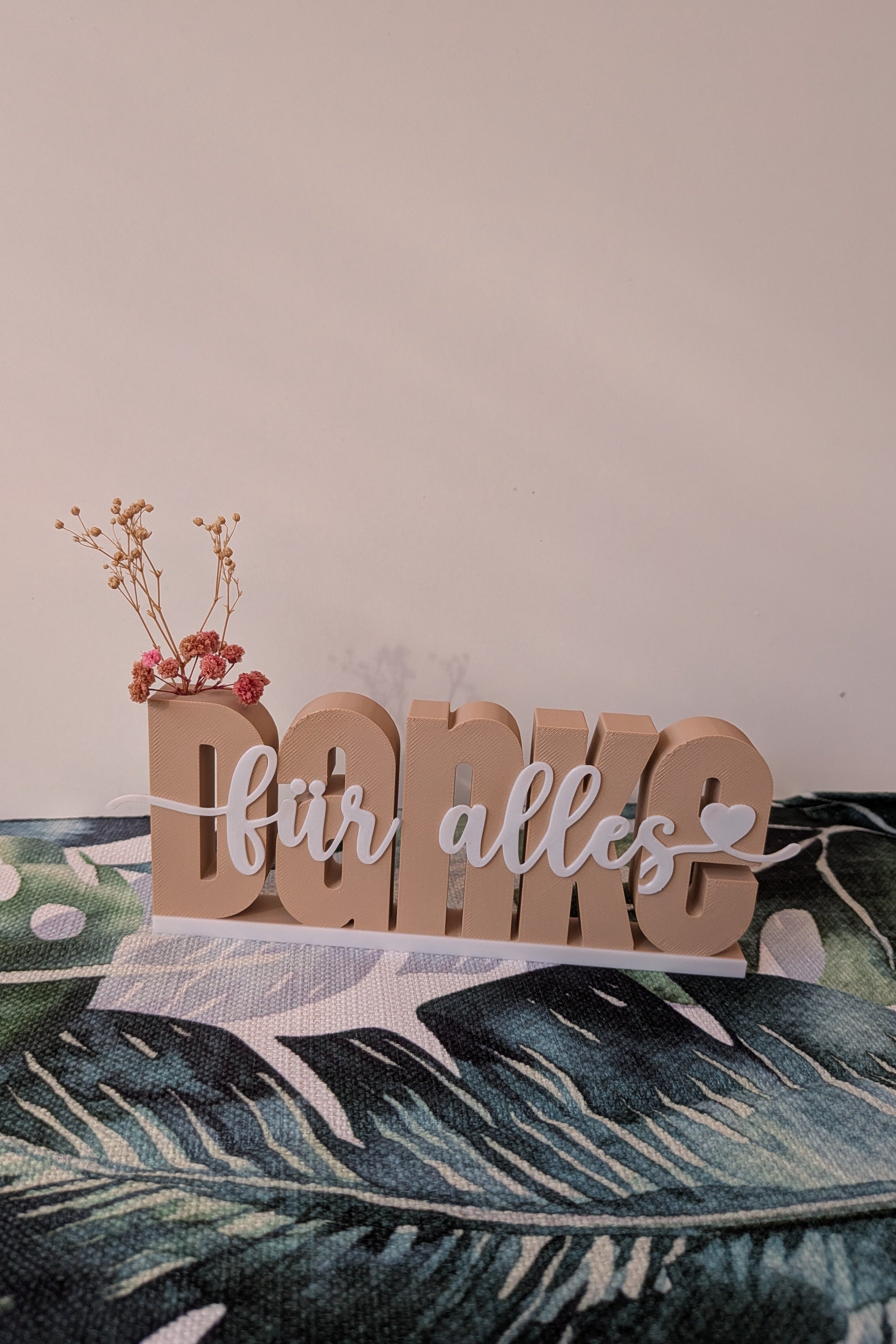 Danke für alles Aufsteller mit Trockenblumen-Vase