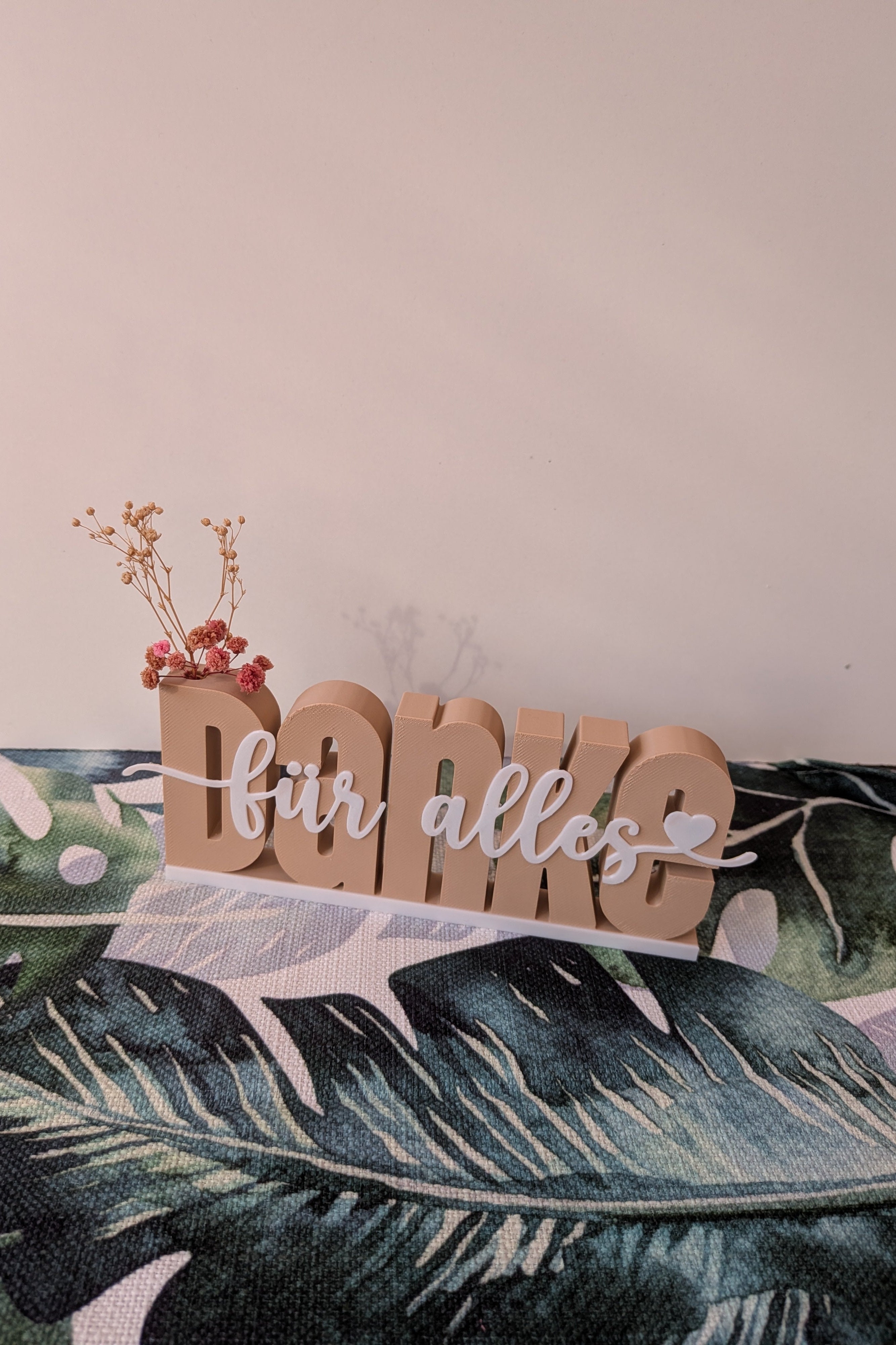 Danke für alles Aufsteller mit Trockenblumen-Vase