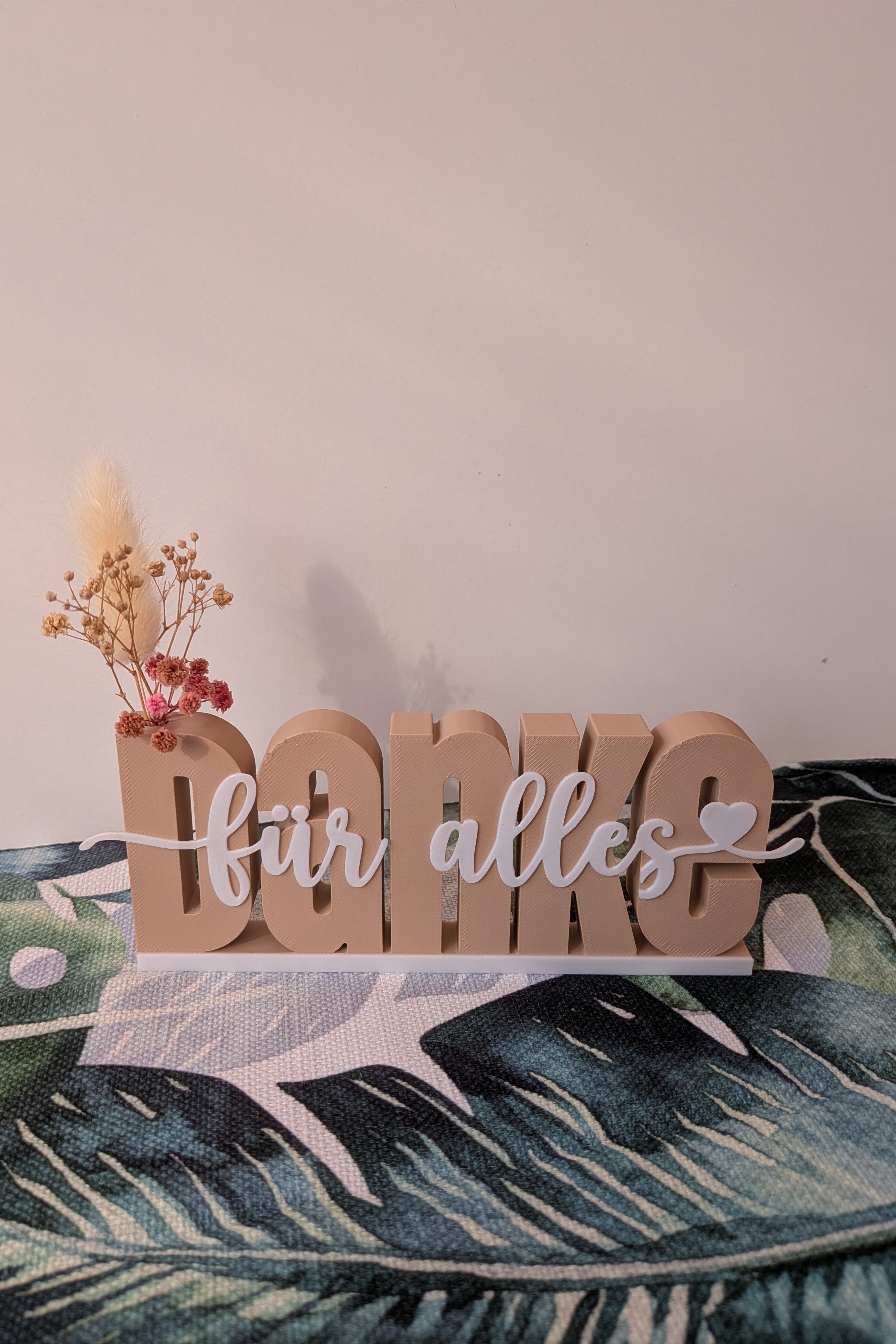 Danke für alles Aufsteller mit Trockenblumen-Vase