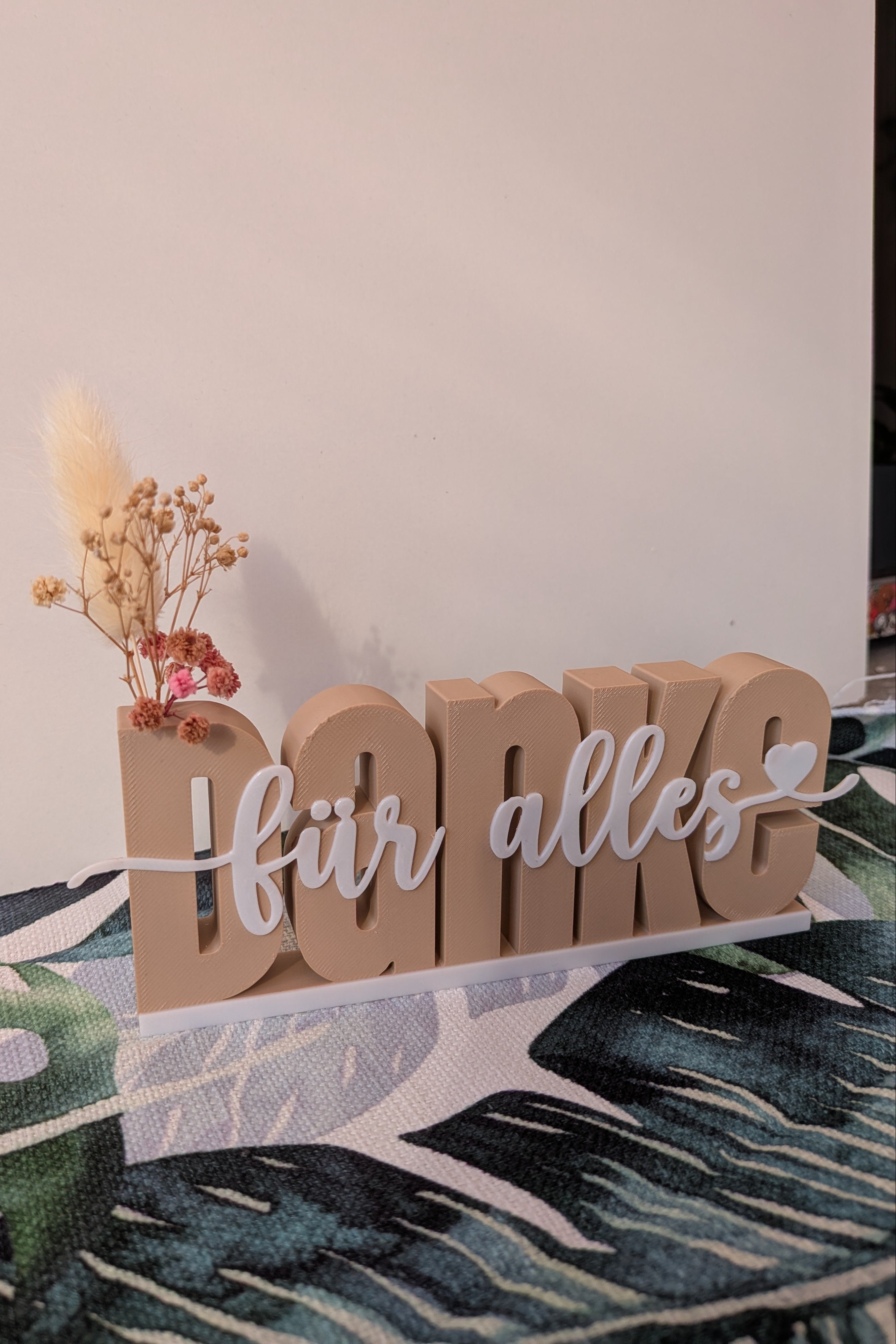 Danke für alles Aufsteller mit Trockenblumen-Vase