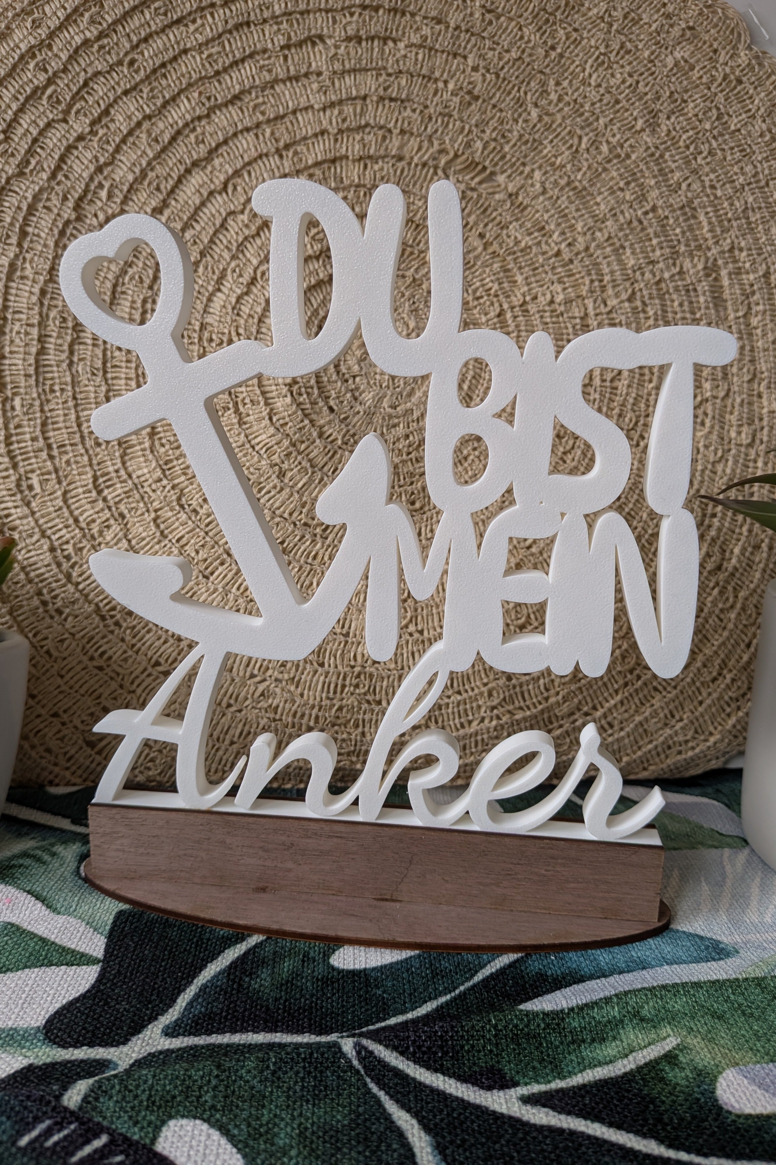 Aufsteller "Du bist mein Anker" auf Echtholz-Basis