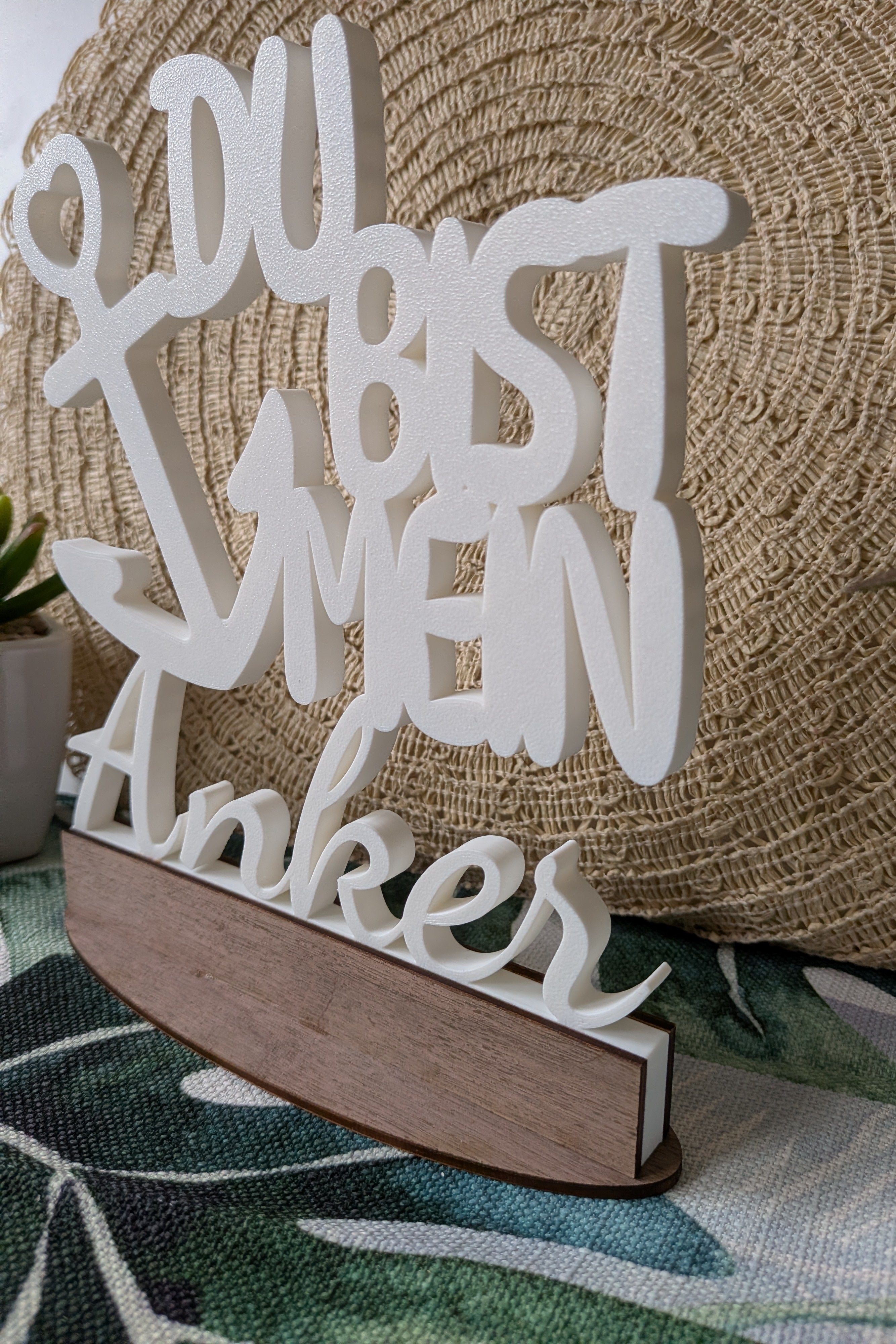 Aufsteller "Du bist mein Anker" auf Echtholz-Basis