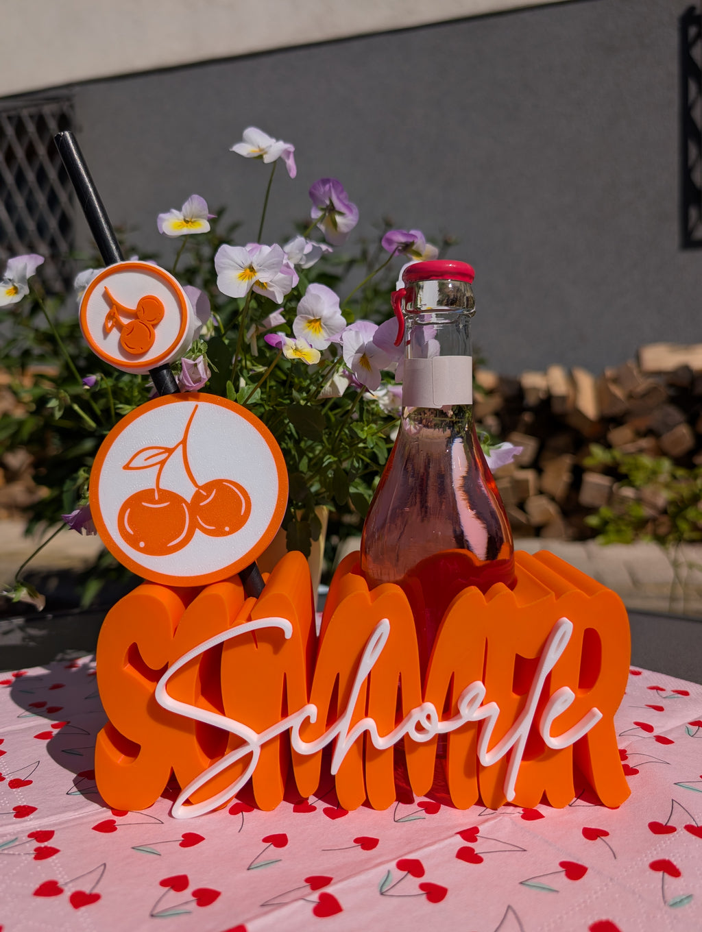 3D Druck Datei: "Sommer Schorle" Flaschenhalter & Getränke-Set
