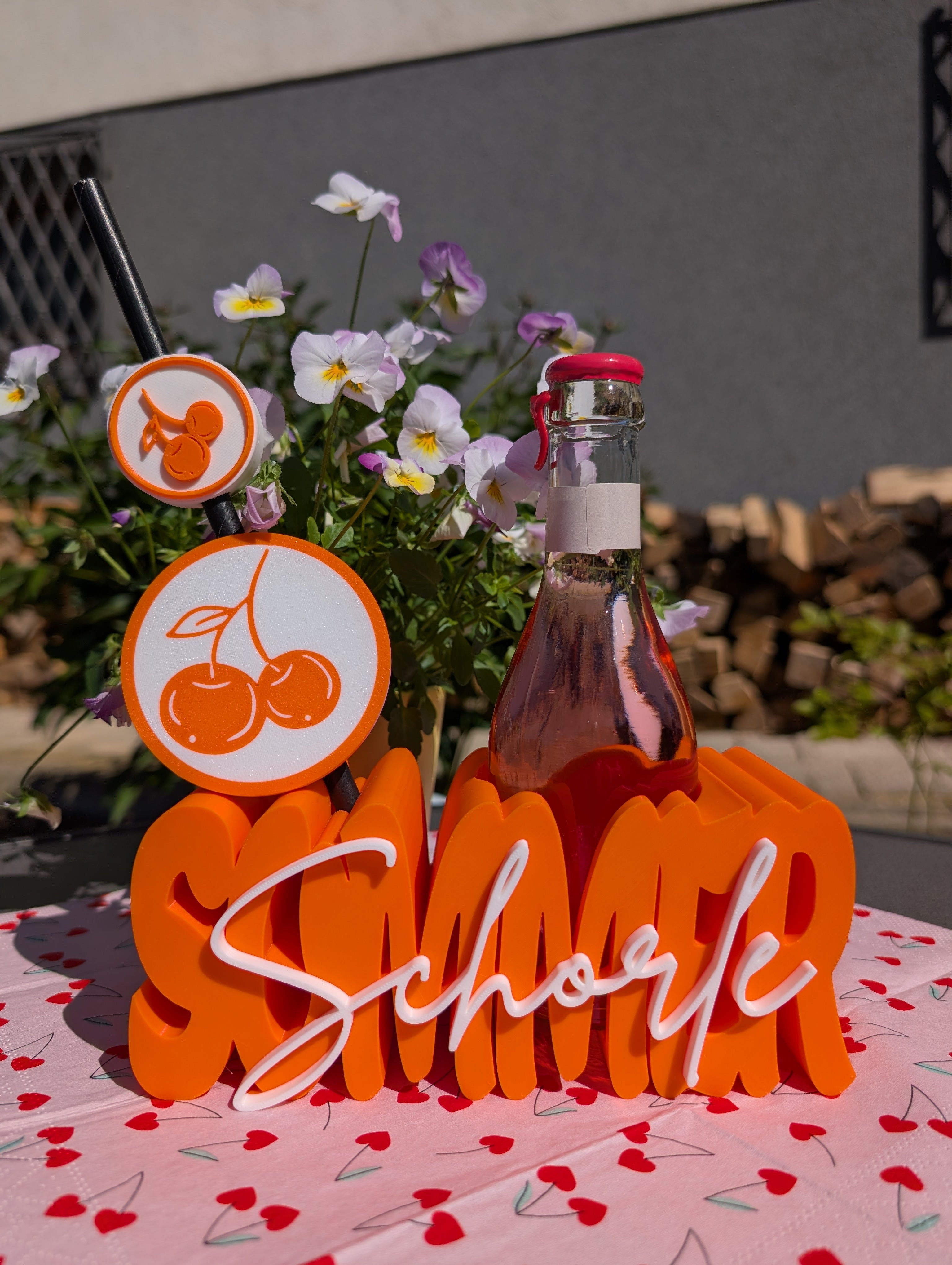 3D Druck Datei: "Sommer Schorle" Flaschenhalter & Getränke-Set