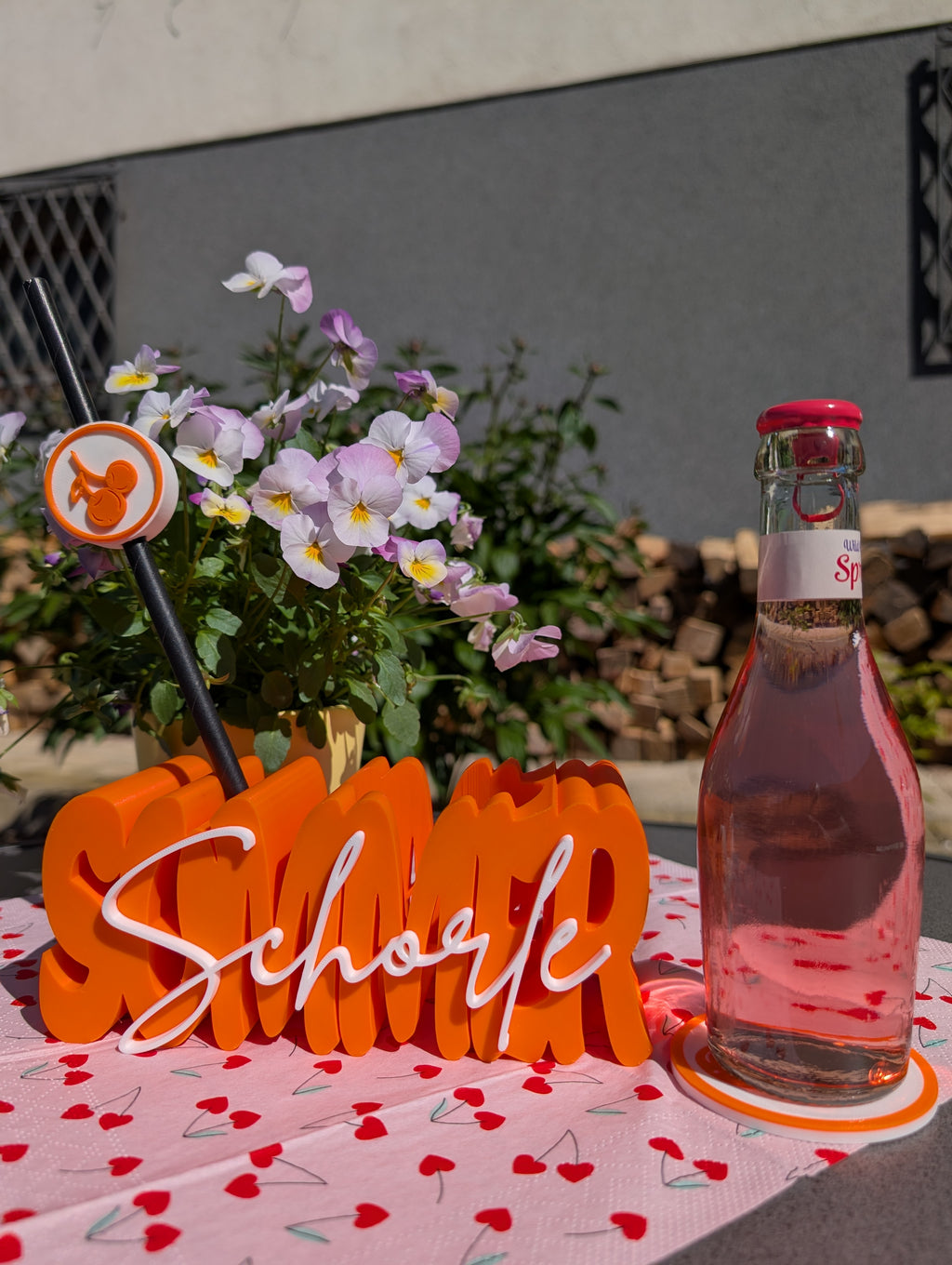 3D Druck Datei: "Sommer Schorle" Flaschenhalter & Getränke-Set