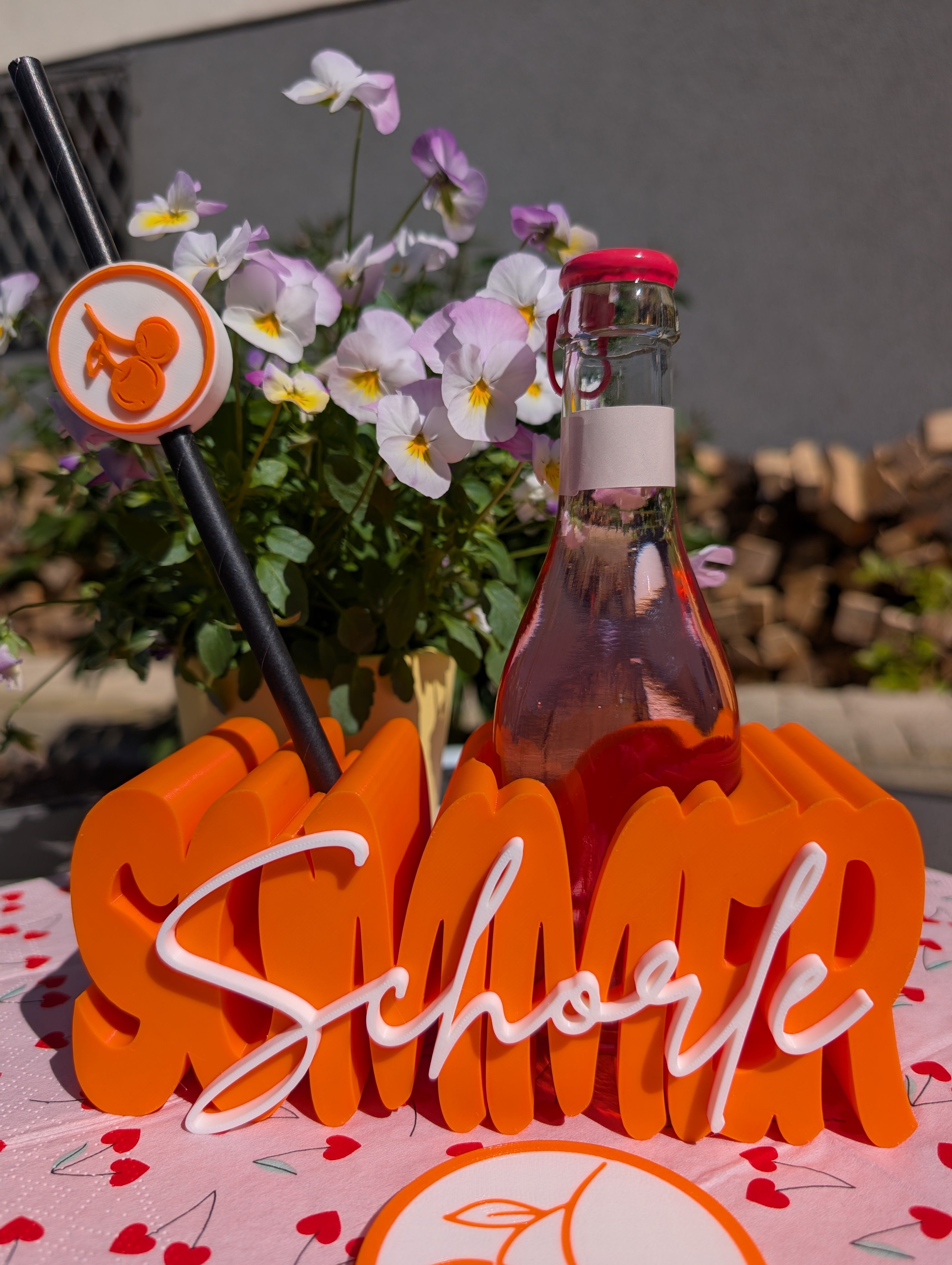 3D Druck Datei: "Sommer Schorle" Flaschenhalter & Getränke-Set