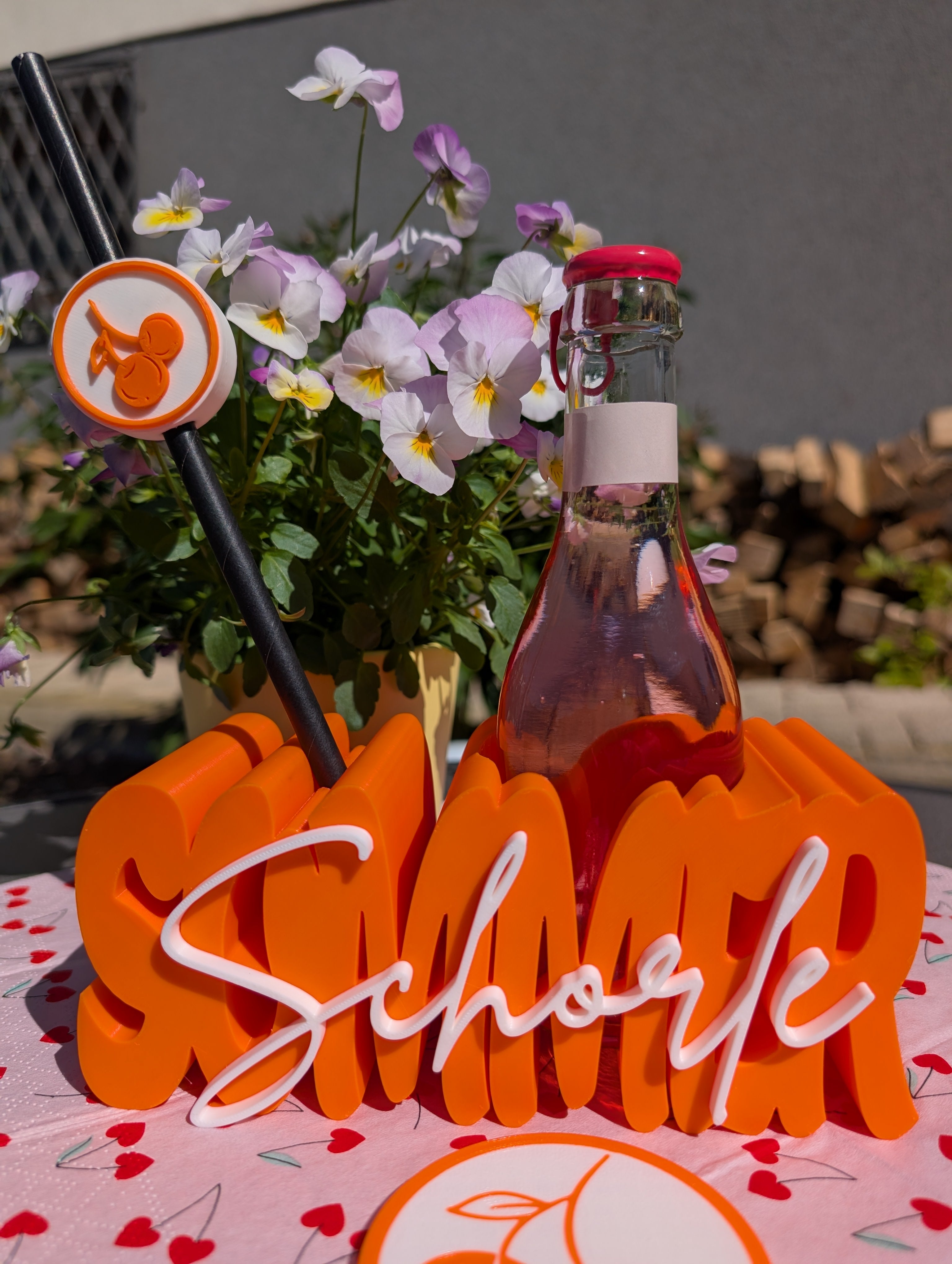 3D Druck Datei: "Sommer Schorle" Flaschenhalter & Getränke-Set