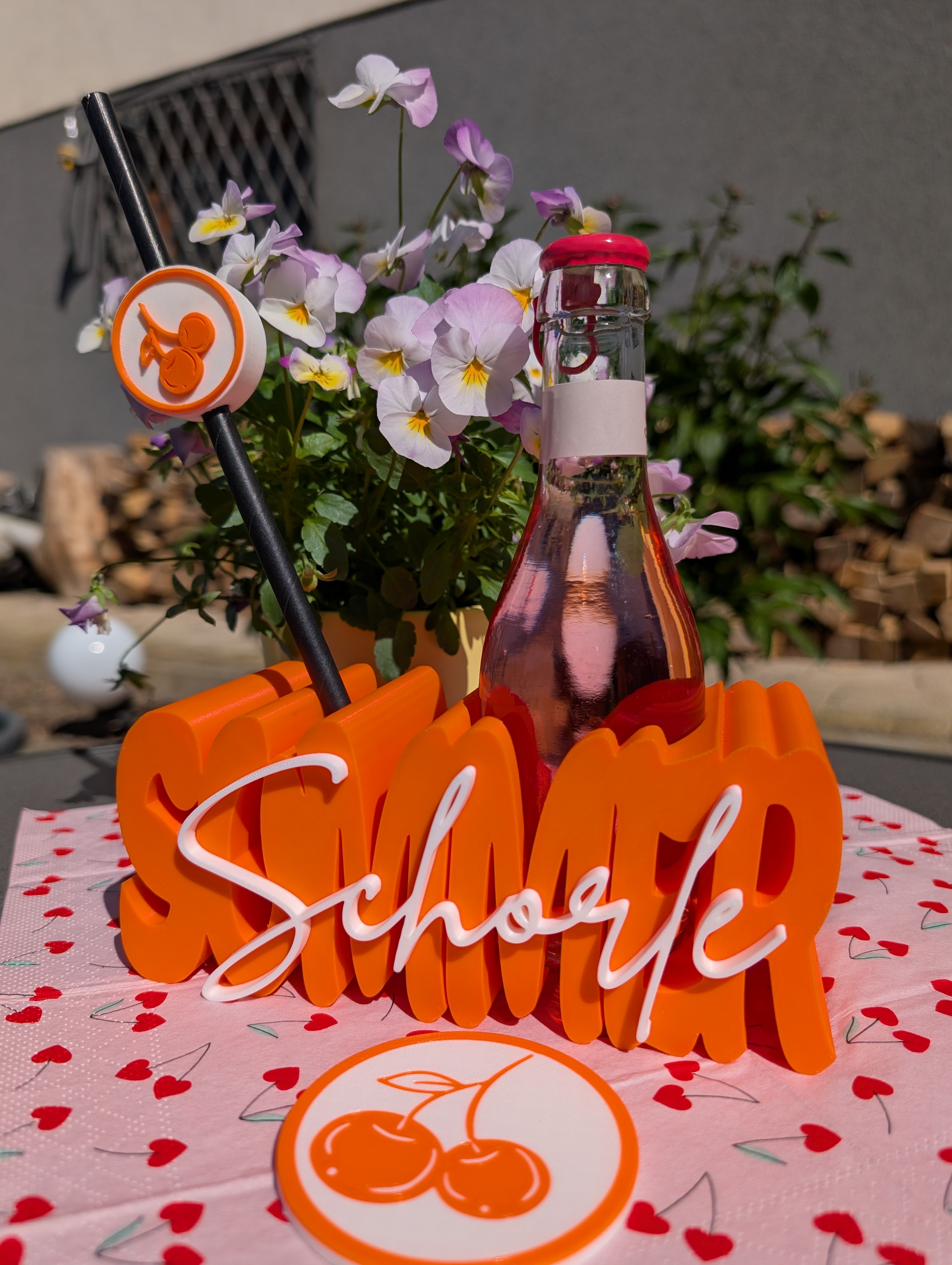 3D Druck Datei: "Sommer Schorle" Flaschenhalter & Getränke-Set