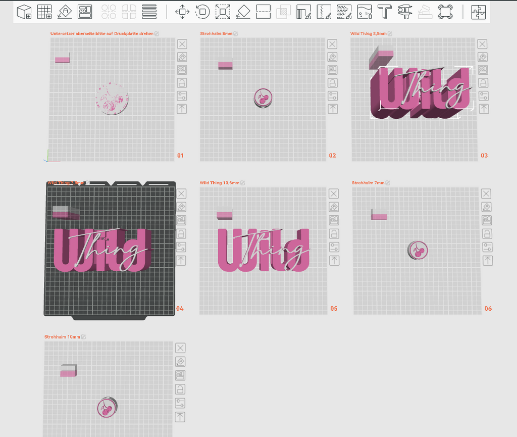 3D Druck Datei: "Wild Thing" Flaschenhalter & Untersetzer Set
