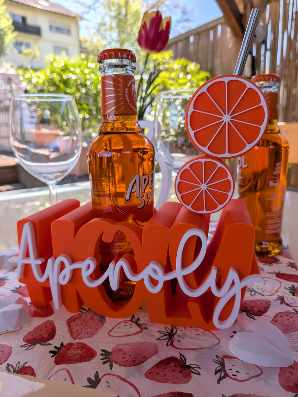 „Aperoly“ Flaschenhalter – Das Must-Have für Deinen Holy Aperoly – Inkl. Deko-Set